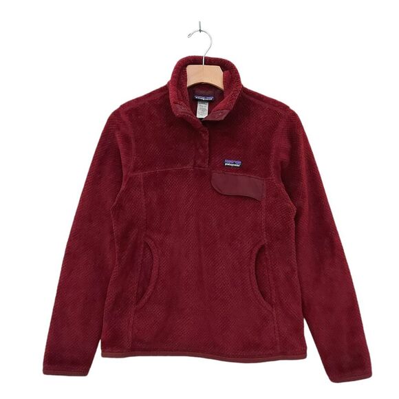 Patagonia Jackets & Blazers - Patagonia Re-Tool Half-Snap Pullover Womens Small Maroon Cozy Outdoor Hiking